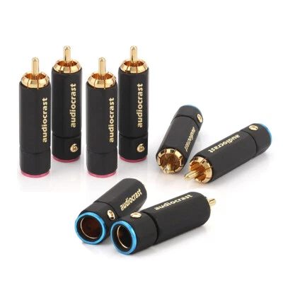 8pcs Gold Plated Hi-Fi RCA Plug Screw Lockable A/V Connector Audio Cable Adapter - Image 1 of 4