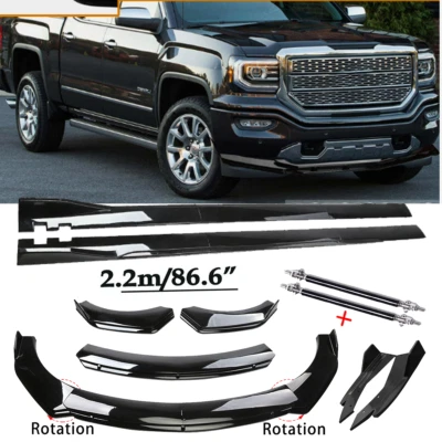 For 01-23 GMC Sierra 1500 Front Bumper Lip Splitter Spoiler Side Skirt Strut Rod Foto 1 de 4