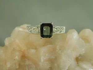 Filigraner Ring 1,39 ct. Smaragdschliff grüner Saphir Sterlingsilber Art Deco Stil - Bild 1 von 7