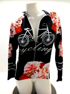 NWT COOL MAX WOMENS BLACK FLORAL 100% POLYESTER CYCLING JACKET SIZE S - Picture 1 of 3