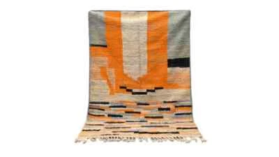 Orange Rug - Moroccan Rug 8x10 - Moroccan Rug 8x10/6x9/9x12 - Berber Beni Ourain - Image 1 of 4