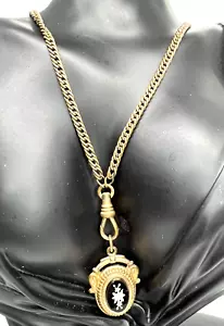 Collana medaglione porta orologio antico con ciondolo Pietra Dura e cristalli - Foto 1 di 5