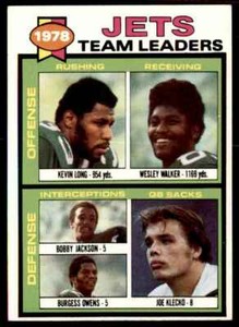 1979 Topps Kevin Long/Wesley Walker/Bobby Jackson/Burgess Owens/Joe Klecko New