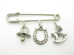 Chupete enchapado en plata caballo mecedor zapato de caballo cristal Cabalá bebé pasador regalo - Imagen 1 de 1