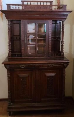 Antiguo gabinete de salón victoriano de madera maciza tallada - INCREÍBLES DETALLES TALLADOS EN MUY BUENA CONDICIÓN Foto 1 de 4