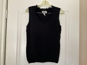 Chicos Design Vintage Knit Tank Top Sz 2 Large Black Stretch Scoop Neck 90s - Picture 1 of 6