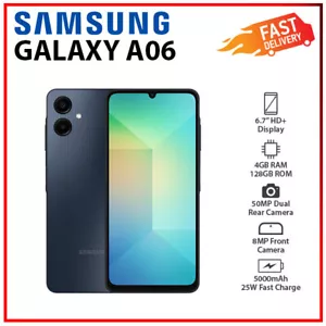 (New) Samsung Galaxy A06 4GB+128GB BLACK Dual SIM Unlocked Android Cell Phone - Picture 1 of 6