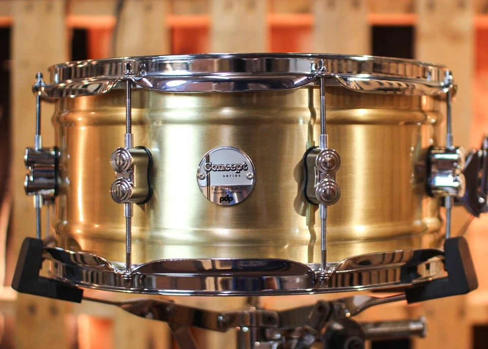PDP by DW Concept Series 1.2mm Satin Brushed Brass Snare Drum 14 .5 in.