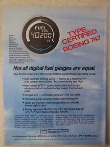1/87 PUB SMITHS INDUSTRIES AEROSPACE DIGITAL FUEL GAUGES BOEING 747 ORIGINAL AD - Picture 1 of 1