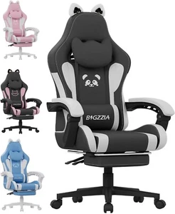 Leather Gaming Racing Chair Office Executive Recliner With Footrest Massage - Picture 1 of 13