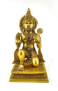 Whitewhale Brass Hanuman Idol Hindu Strength God Hanuman Sitting Statue Decor - Picture 1 of 6
