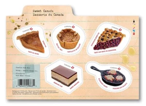 2019 = SWEET CANADA = PIE, CAKE = Souvenir Sheet of 5 stamps = RECIPE CARD shape - Picture 1 of 4