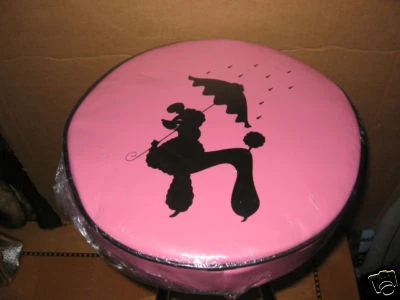 NEW Retro 50's Pink Black French Poodle Folding Tall Stool  - Image 1 of 2