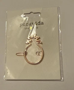 Pura Vida Live Free Rosegold Ananas Haarspange Clip Messingfuß - Bild 1 von 2