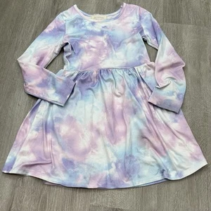 Girls 4 Dress Longsleeve Tie Dye Purple Blue White & Shorts - Picture 1 of 4