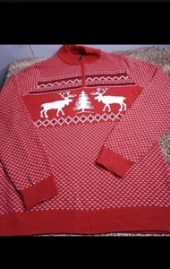 Foundry Moose Christmas Sweater 1/4 Zip Knit Pullover Sweater Big Tall Mens 4XLT - Picture 1 of 8