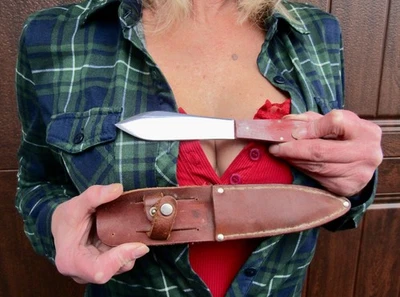 Estuche vintage antiguo XX #303?? Cuchillo de lanzamiento con funda de cuero original antes de puntos Foto 1 de 4