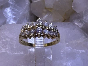 ANILLO ANIVERSARIO 2 FILAS ORO AMARILLO 14KT DIAMANTE DE COLECCIÓN Talla 8 2,93g (AT425-16) TAD - Imagen 1 de 18