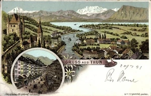 Litho Thun Kanton Bern Schweiz, Panorama, Straßenpartie - 11208214 - Bild 1 von 2