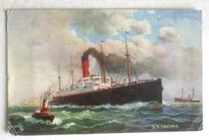 Cartolina d'epoca '900 in prelino di S S SASSONIA delle Grandi Navi Cunard - Foto 1 di 2