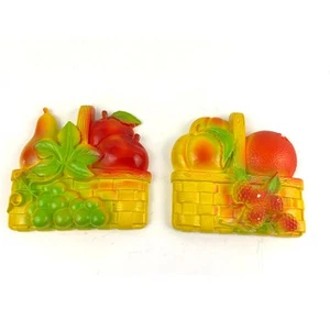 VTG 1970s Miller Studios Chalkware Fruit and Vegetable Basket Wall Hangings - Picture 1 of 19