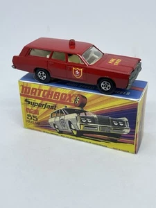 Vintage Lesney Matchbox 55 Custom SF Wheels Mercury Fire Chief With Repro Box - Picture 1 of 5