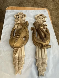 Home Decorative Hollywood Regency Burwood 1973 Pair Wall Hangings 18” - Picture 1 of 8