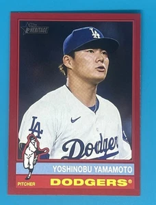 2025 Topps Heritage Red Boarder #172 Yoshinobu Yamamoto Dodgers - Picture 1 of 2