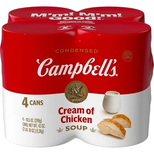 Campbell's Condensed Cream of Chicken Soup, 10.5 oz Ounce (Pack 4)  - Picture 1 of 7