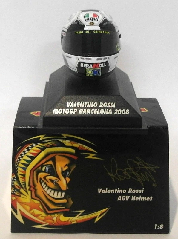 Minichamps 1/8 Scale 398 080086 - AGV Helmet Moto GP Barcelona 2008 V. Rossi - Image 1 of 1