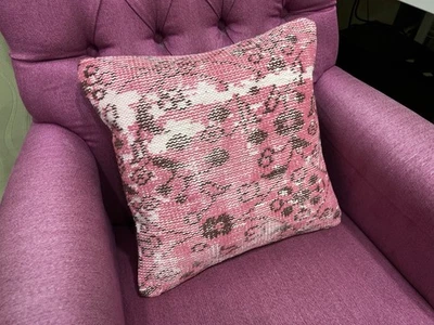 Vintage Rug Pillow Cover 16x16, Handmade Turkish Cushion Case, Home Decor Pillow - Image 1 of 4