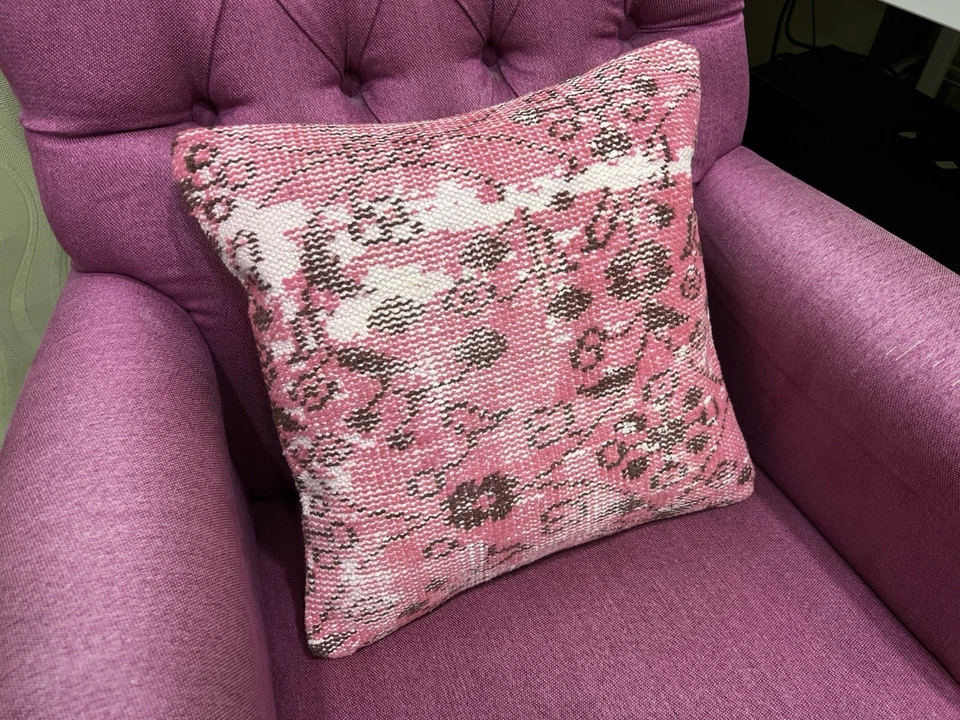 Vintage Rug Pillow Cover 16x16, Handmade Turkish Cushion Case, Home Decor Pillow - Image 1 of 4