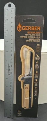 Quadrante Gerber, faca flipper de ponta reta com clipe de bolso, bambu **NOVO** - Imagem 1 de 2