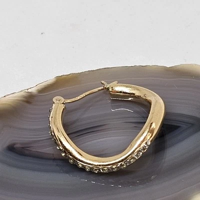 SLC 14K Yellow Gold Single Hoop Earring 0.63 Gram White Topaz  - Image 1 of 4