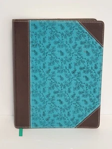 NIV Journal the Word Bible Leather Soft Brown Teal Duo-Tone Zondervan 2015 Notes - Picture 1 of 12