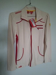 Scuderia Ferrari Puma Official Woman XL Red Beige Sweat Jacket Full Zip New/Tags - Picture 1 of 24