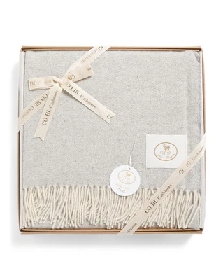 Hecho en Italia Cachemira En Caja Gris y Gris Claro 55x70 Flecos Regalo Foto 1 de 4