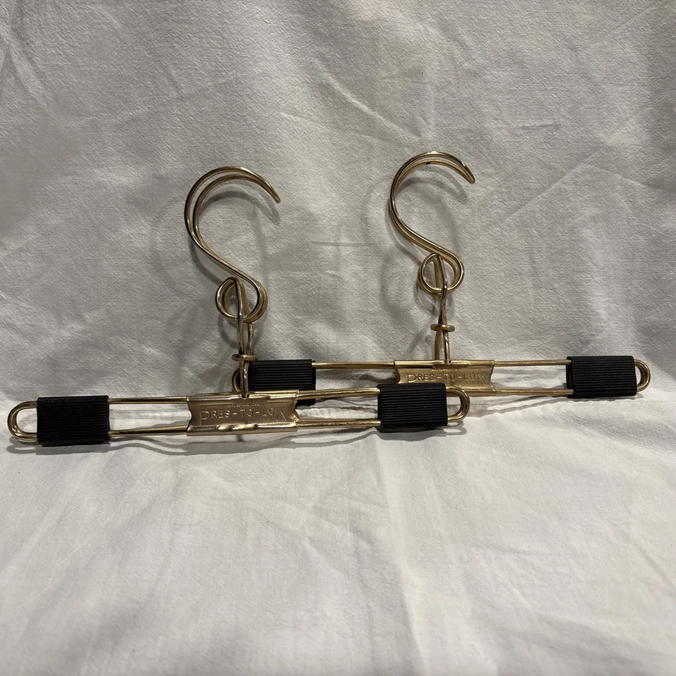 Perchas para pantalones/falda doradas y negras Pres-To-Lok de colección raras Foto 1 de 4