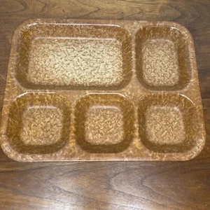 Vintage  MCM 1953 Bakelite Brown Lunch Cafeteria Food Tray 5 Section Divided - Picture 1 of 6