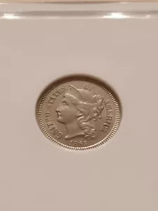 1865 3CN Three Cents, NGC AU-58, choice AU and toned - Picture 1 of 4