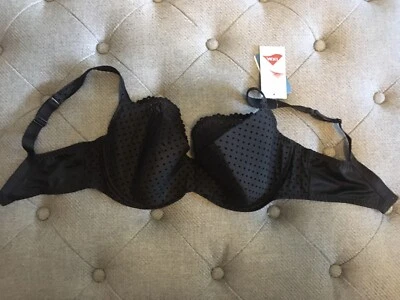 Sujetador con aros de jersey y encaje negro para mujer MAISON LEJABY, talla 38D Foto 1 de 4