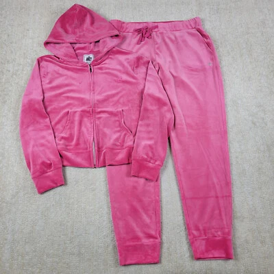 Juicy Couture Velour Tracksuit 2 PC SET Rose light Pink Womens XL Y2K Vintage - Image 1 of 4