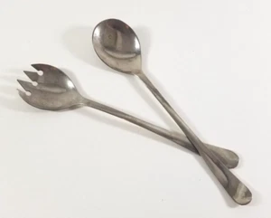 Vintage Silver Plate Italy Serving Salad Spoon and Fork Set 9.5” - Picture 1 of 3