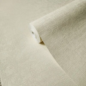 Beige ivory off white cream plain faux sisal grasscloth textured wallpaper rolls - Picture 1 of 12