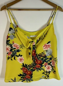 Sheike Womens 8 Yellow Tropical Print Too Front Tie Strappy Cami - Picture 1 of 7
