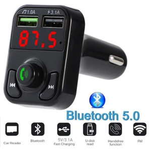 FM Transmitter Bluetooth Auto Kfz Radio Adapter mit Dual USB Ladegerät für Handy - Bild 1 von 13
