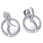 Genuine 0.55Ctw Round Cut Diamond Ladies Ribbon Circle Earrings 18K Gold