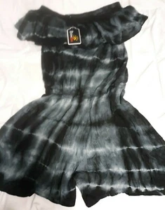 Off the shoulder tye dyed romper size small black gray - Picture 1 of 2