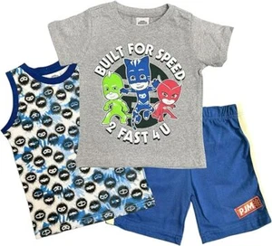 PJ Masks Boys' 3 Piece Short Set Grey Size 2T, 3T, 4T, 4, 5, 6, 7 Toddler Kids - Picture 1 of 7