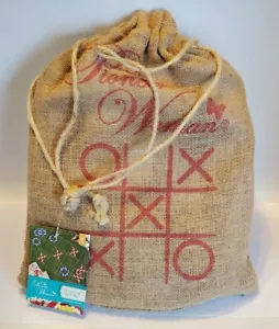 PIONEER WOMAN - TIC TAC TOE GAME w/ BURLAP BAG 14" - OUTDOOR PICNIC FAMILY GAME - Picture 1 of 2